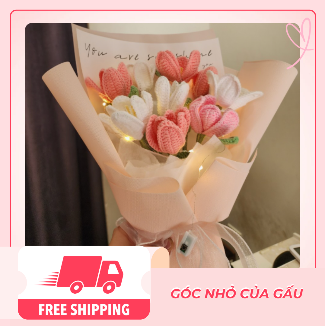 🌷 Bó Hoa Tulip Len Pastel – Món Quà Của Sự Yêu Thương Dịu Dàng